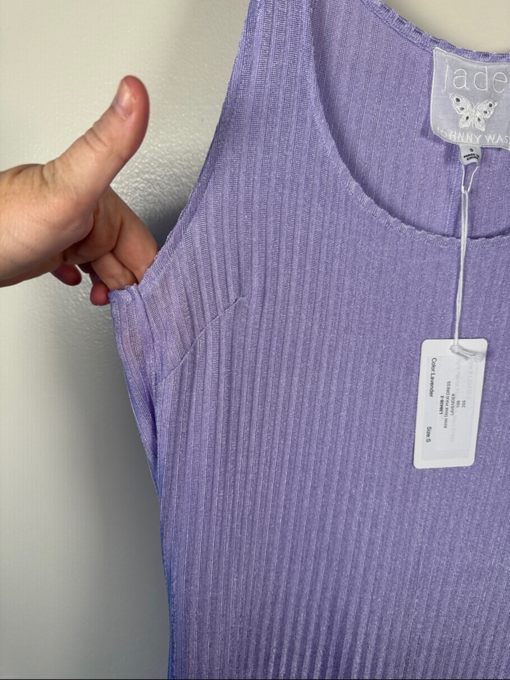 jade Johnny Was Lavender Ribbed Tank Maxi Dress NWT Sz Small *Damaged* - Picture 3 of 8